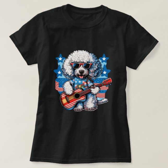 Camiseta Caricatura Perro de perro fideo con un hawaiano y  (Diseño del anverso)