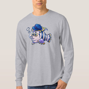 Camiseta Caricatura Pescado francés con Beret