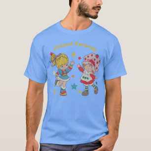 Camiseta caricatura retro de los 80s jardín de fresa rainbo