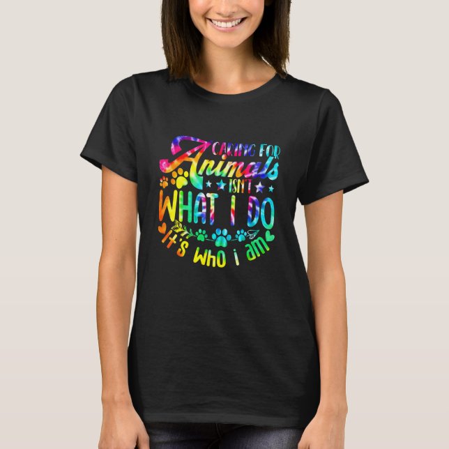 Camiseta Caring For Animals Isn't What I Do Adopted Cat Dog (Anverso)