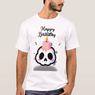 Camiseta Cariñosa Calavera Pastel Goth de Cumpleaños