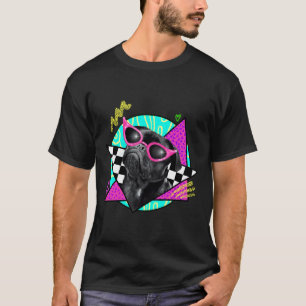 Camiseta Carlino Negro con Gafas de Sol Rosas Clásico 133