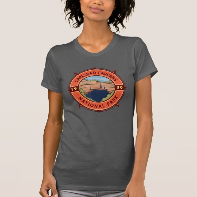 Camiseta Carlsbad Caverns Parque Nacional Compass Retro (Anverso)