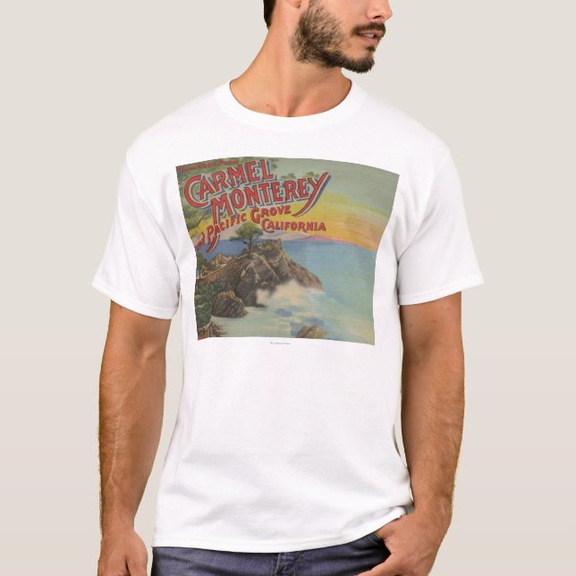 Camiseta Carmel, Monterey, y arboleda pacífica, CA - (Anverso)
