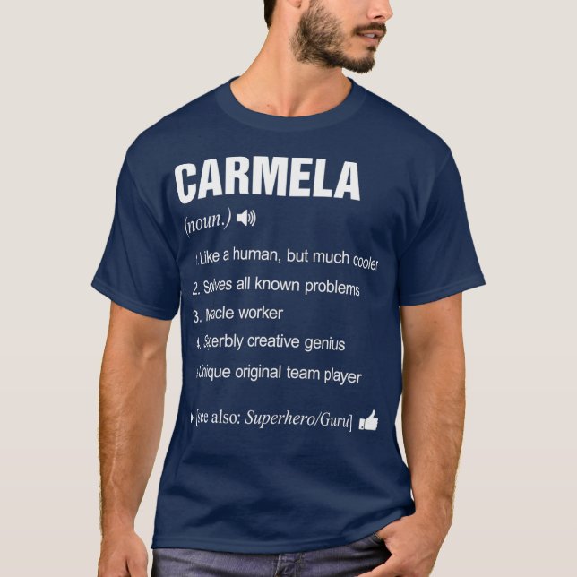 Camiseta Carmela Nombre Definición Significado Familia Dive (Anverso)
