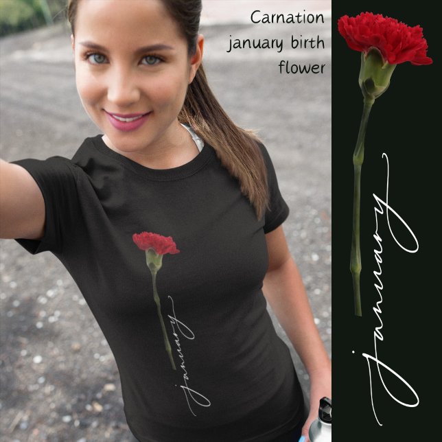Camiseta Carnación de flor de nacimiento de enero minimalis (Subido por el creador)