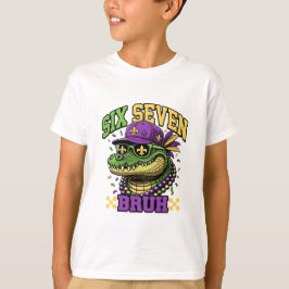 Camiseta Carnaval de Gator Six Seven Bruh Kids Mardi Gras