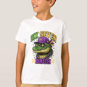 Camiseta Carnaval de Gator Six Seven Bruh Kids Mardi Gras