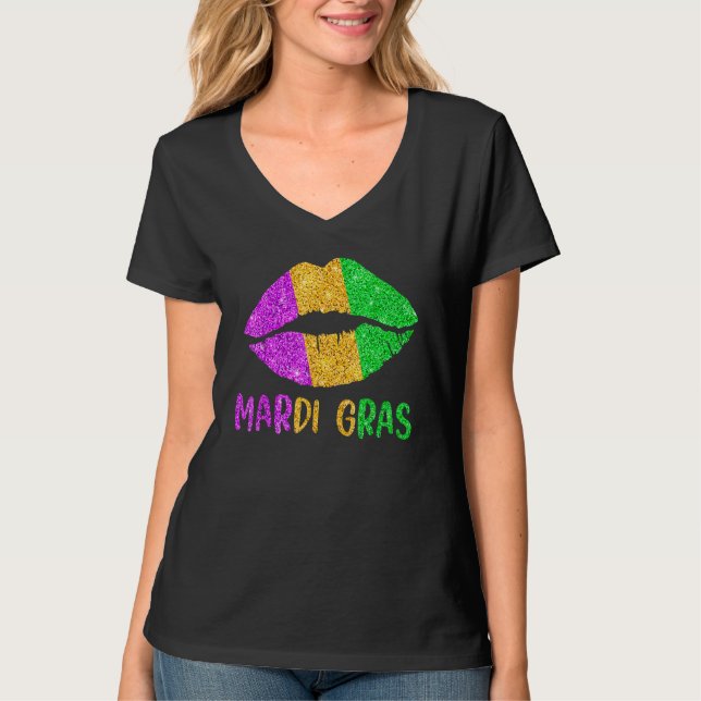 Camiseta Carnaval de Mardi Gras Disfraz Morado Amp Fleur de (Anverso)