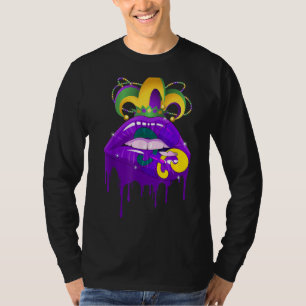 Camiseta Carnaval de Mardi Gras Disfraz Morado Amp Fleur de