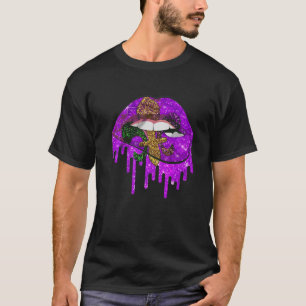 Camiseta Carnaval de Mardi Gras Disfrazado de morado y flor