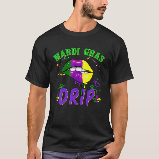 Camiseta Carnaval de Mardi Gras Disfrazado Morado Amp Fleur (Anverso)