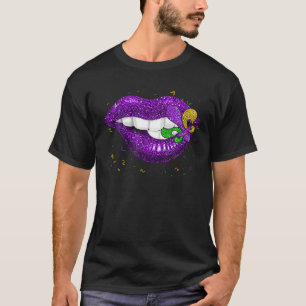 Camiseta Carnaval de Mardi Gras Disfrazado púrpura