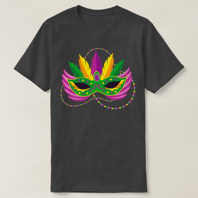 Camiseta Carnaval de Mardi Gras enmascara a la divertida ma (Diseño del anverso)