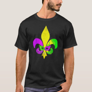 Camiseta Carnaval de Mardi Gras Mask Fleur De Lis de Nueva 
