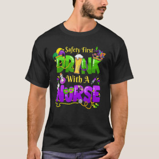 Camiseta Carnaval de Mardi Gras Seguridad Primero Bebe Con