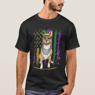 Camiseta Carnaval de Perro de Mardi Gras Pitbull Perro Bufó
