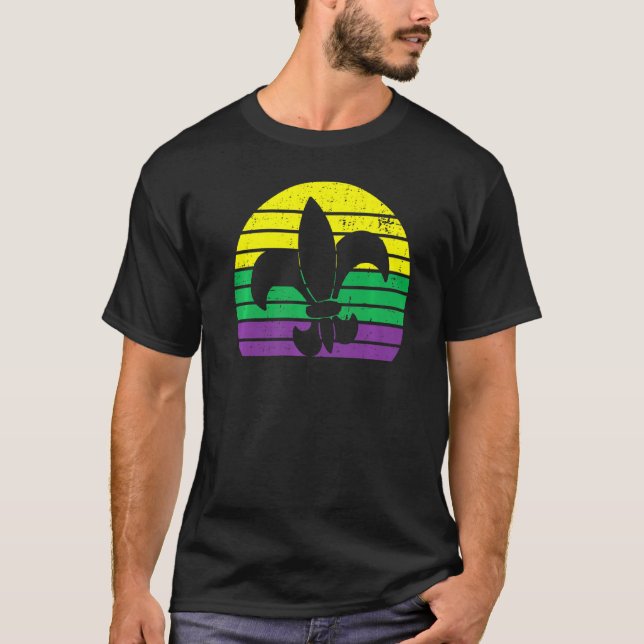 Camiseta Carnaval de Retro Mardi Gras Fleur De Lis Silhouet (Anverso)
