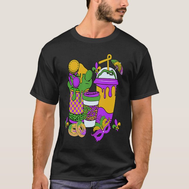 Camiseta Carnaval del Mardi Gras de café Latte Retro Mardi  (Anverso)