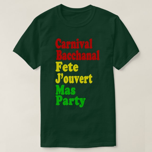 Camiseta Carnaval Festival Bacanal Jouvert Mas y el Caribe  (Diseño del anverso)