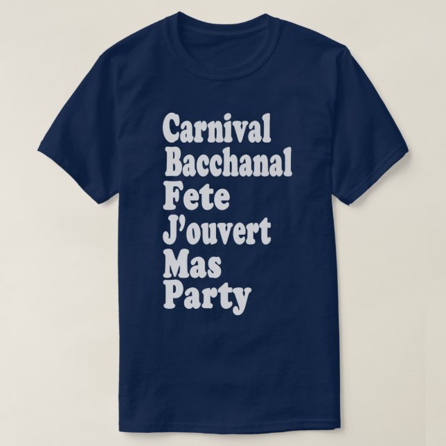 Camiseta Carnaval Festival Bacanal Jouvert Mas y el Caribe  (Diseño del anverso)