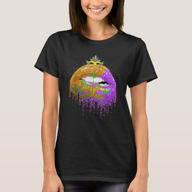 Camiseta Carnaval Fiesta disfraz mascarada labios de mujer  (Anverso)