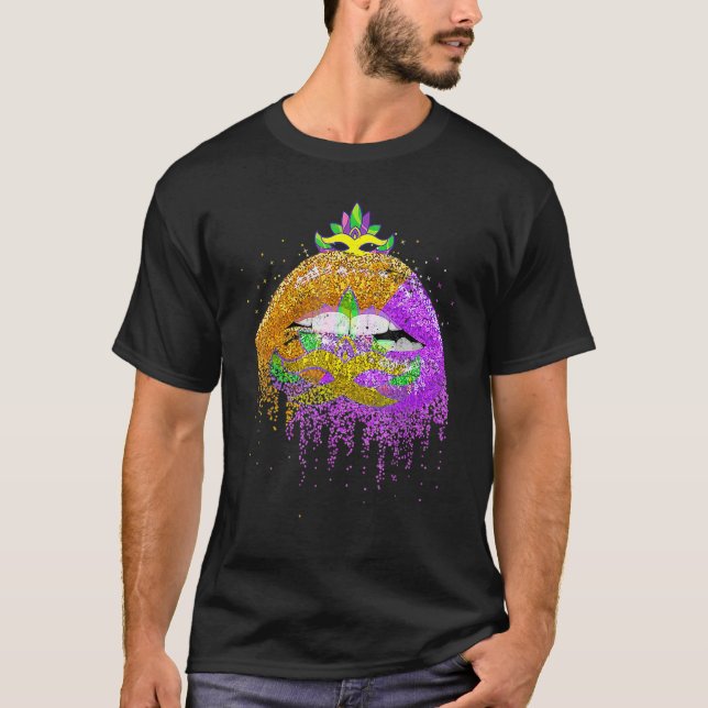 Camiseta Carnaval Fiesta disfraz mascarada labios de mujer  (Anverso)
