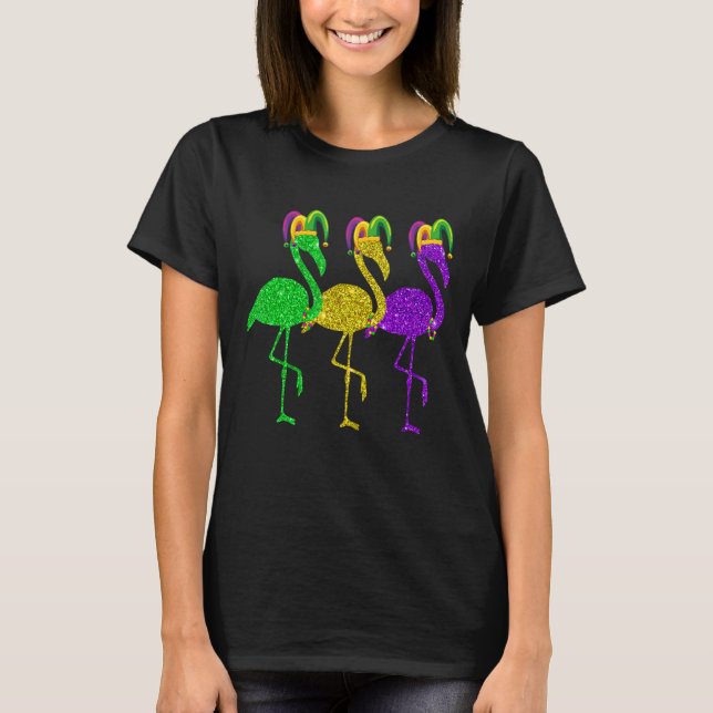 Camiseta Carnaval Flamingo Mardi Gras Fiestas Máscara (Anverso)