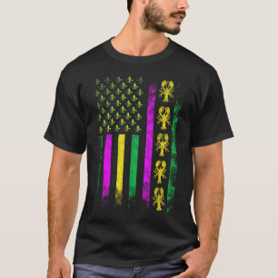 Camiseta Carnaval Mardi Gras Estados Unidos Bandera Langost