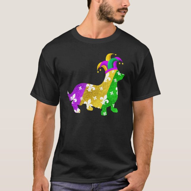 Camiseta Carnavales Corgi Dog Mardi Gras Funny Puppy Lover (Anverso)