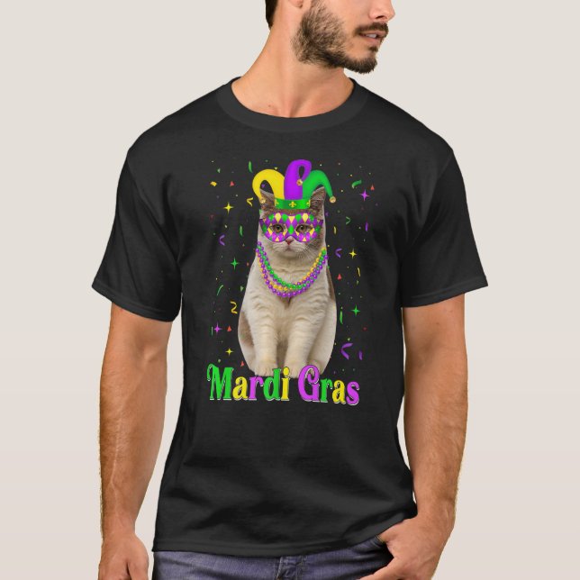 Camiseta Carnavales de gatos cortos británicos Mardi Gras (Anverso)