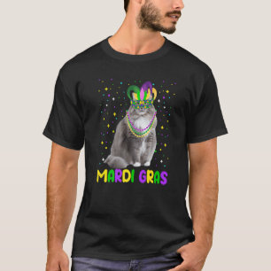 Camiseta Carnavales de Mardi Gras Gato Siberiano Lindo Anim