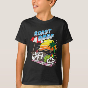 Camiseta Carne Asada Vaca Bronceándose En La Playa Chistosa