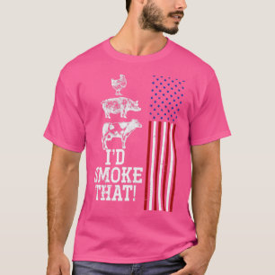 Camiseta Carne de barbacoa Fumar Bandera Americana Bandera
