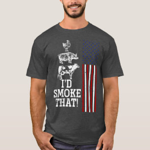Camiseta Carne de barbacoa Fumar Bandera Americana Bandera 