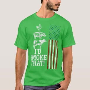 Camiseta Carne de barbacoa Fumar Bandera Americana Bandera