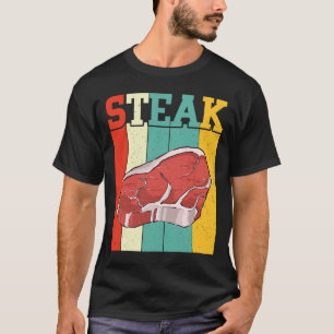 Camiseta Carne de carne de filete crudo de acero retro Carn