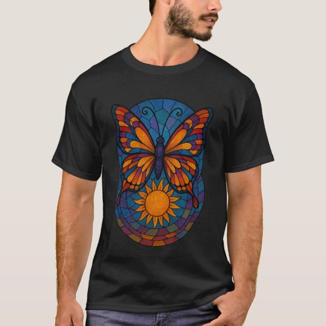 Camiseta Carne de mariposa con vidrio manchado Aspecto Unis (Anverso)