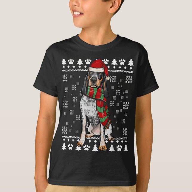 Camiseta Carne de perro de cola azul Santa Hat navidad fea (Anverso)