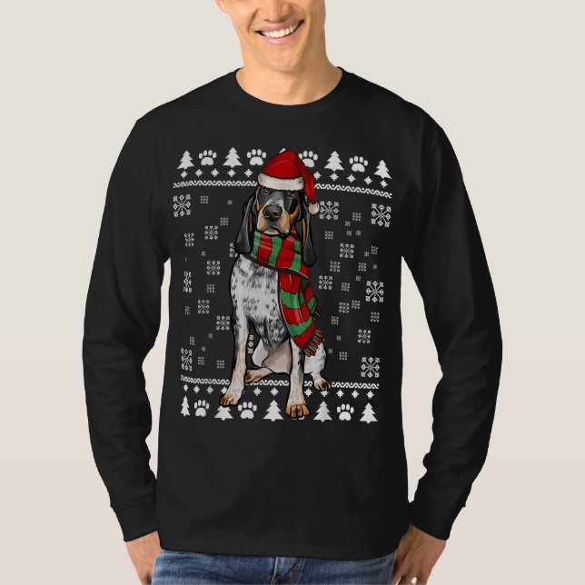 Camiseta Carne de perro de cola azul Santa Hat navidad fea (Anverso)