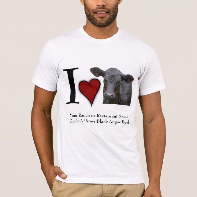 Camiseta Carne de vaca negra de Angus del corazón I (Anverso)