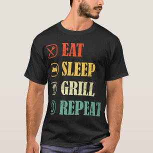 Camiseta Carne Grill BBQ Griller Retro Comer Sleep Grill Me