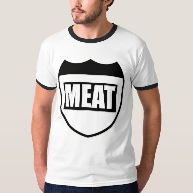 Camiseta ¡CARNE por favor a usted! (Anverso)
