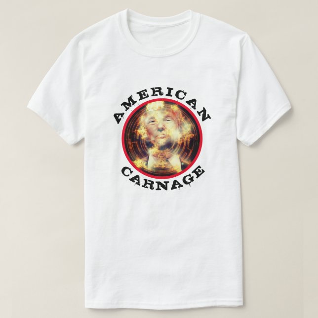 Camiseta Carnicería estadounidense con Trump inflamado (Diseño del anverso)