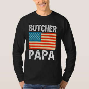 Camiseta Carnicero De Carnicería De Mens Papa Usa Flag Slau