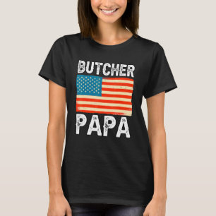 Camiseta Carnicero De Carnicería De Mens Papa Usa Flag Slau