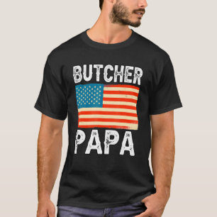 Camiseta Carnicero De Carnicería De Mens Papa Usa Flag Slau
