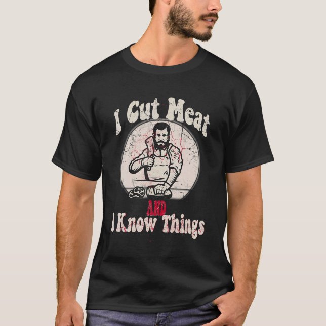 Camiseta Carnicero masculino corto carne y sé cosas que hue (Anverso)
