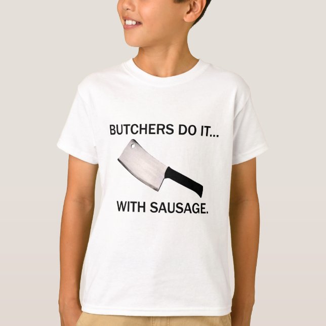 Camiseta Carniceros lo hacen... con salchichas. (Anverso)