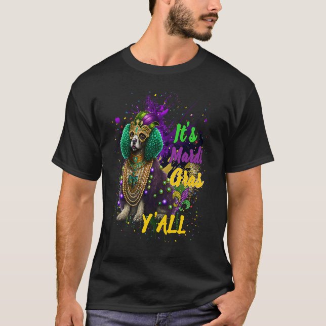 Camiseta Carnival Poodle Mardi Gras Yall Masquerade (Anverso)